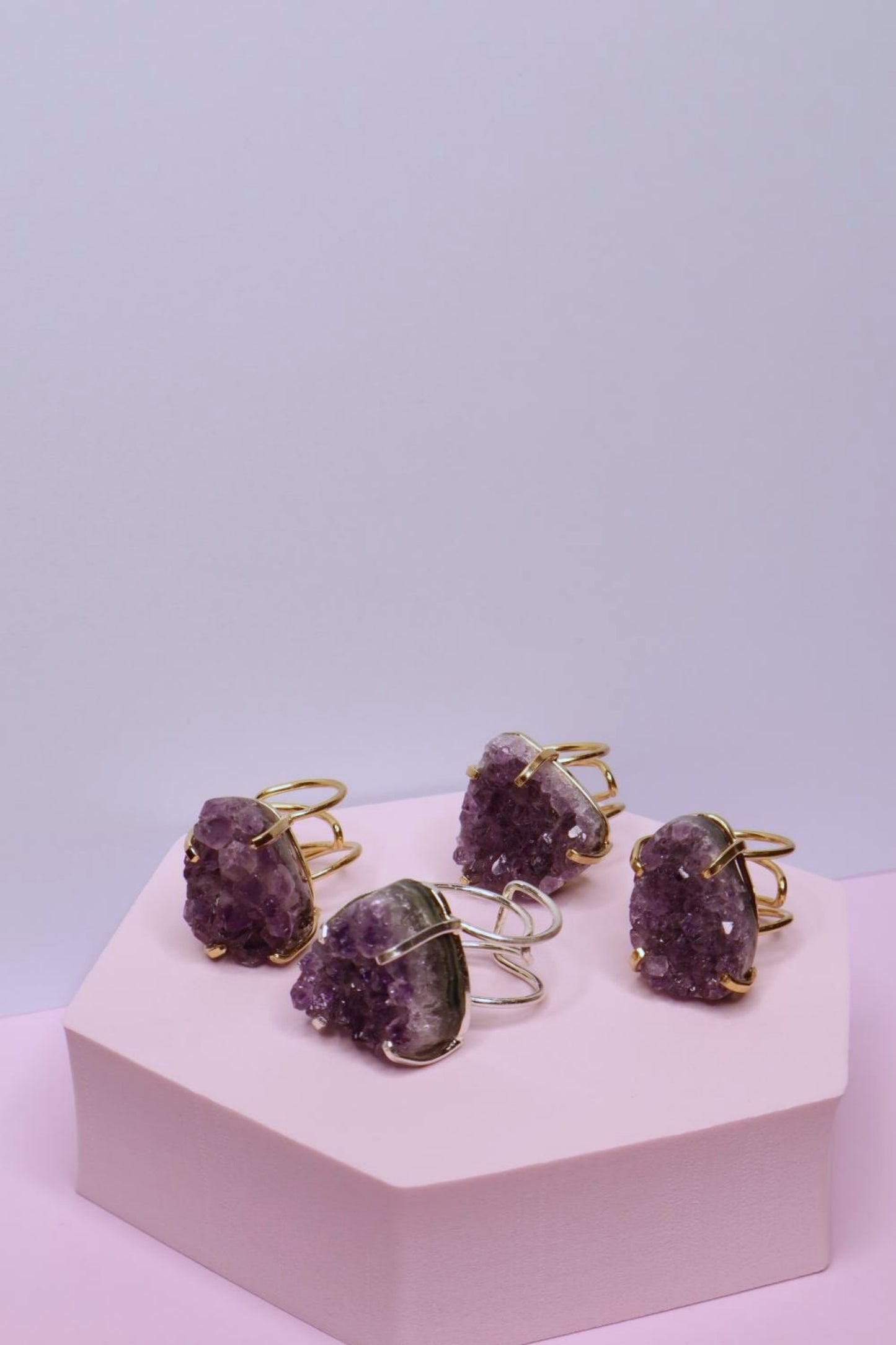 Dark Amethyst Wire Rings