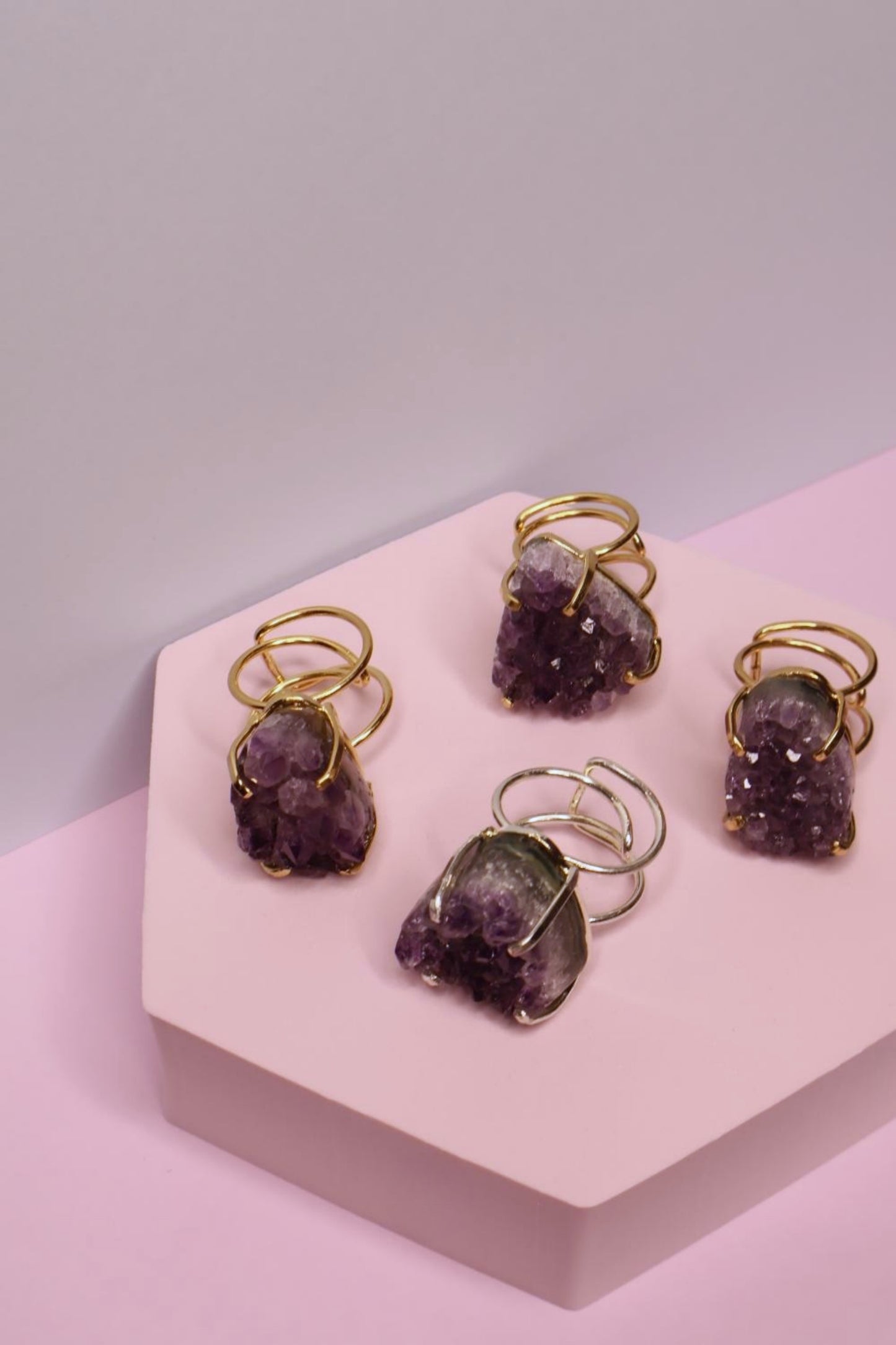 Dark Amethyst Wire Rings