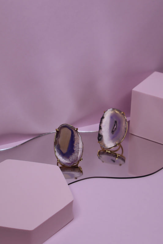 Agate Slice Arc Rings