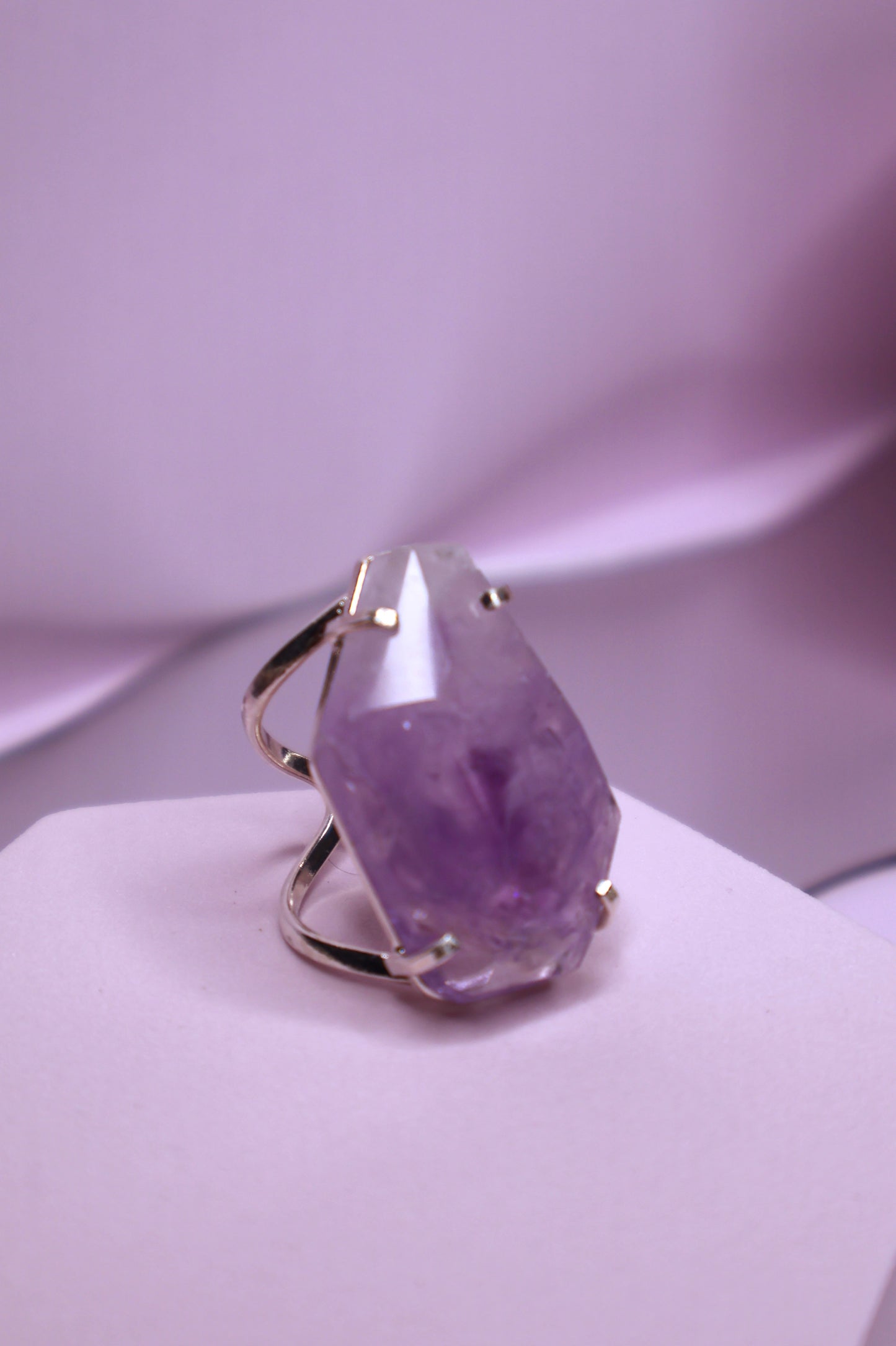 Dark Amethyst Faceted Arc Rings