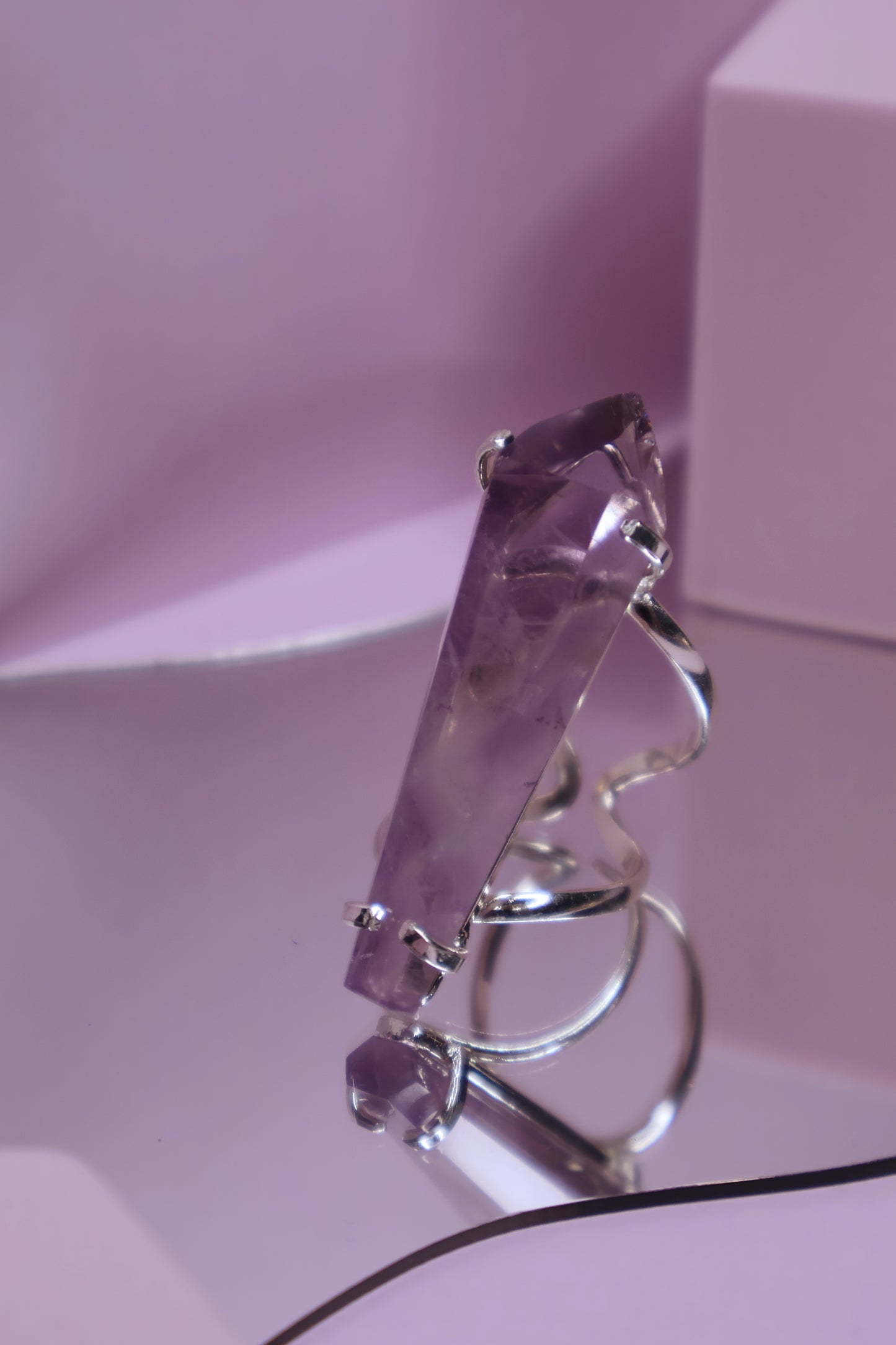 Dark Amethyst Faceted Point Rings