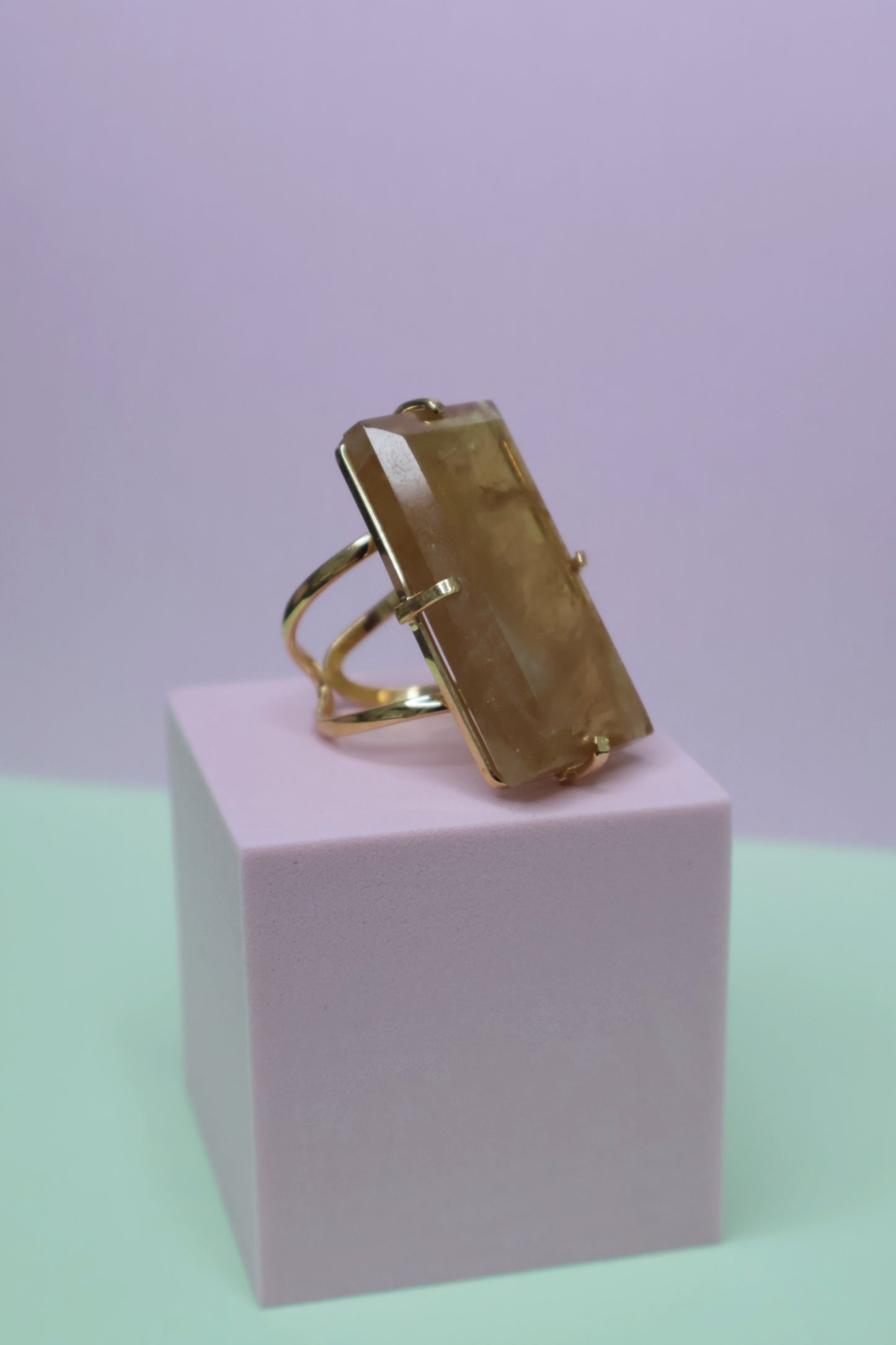 Rectangular Citrine Arc Rings