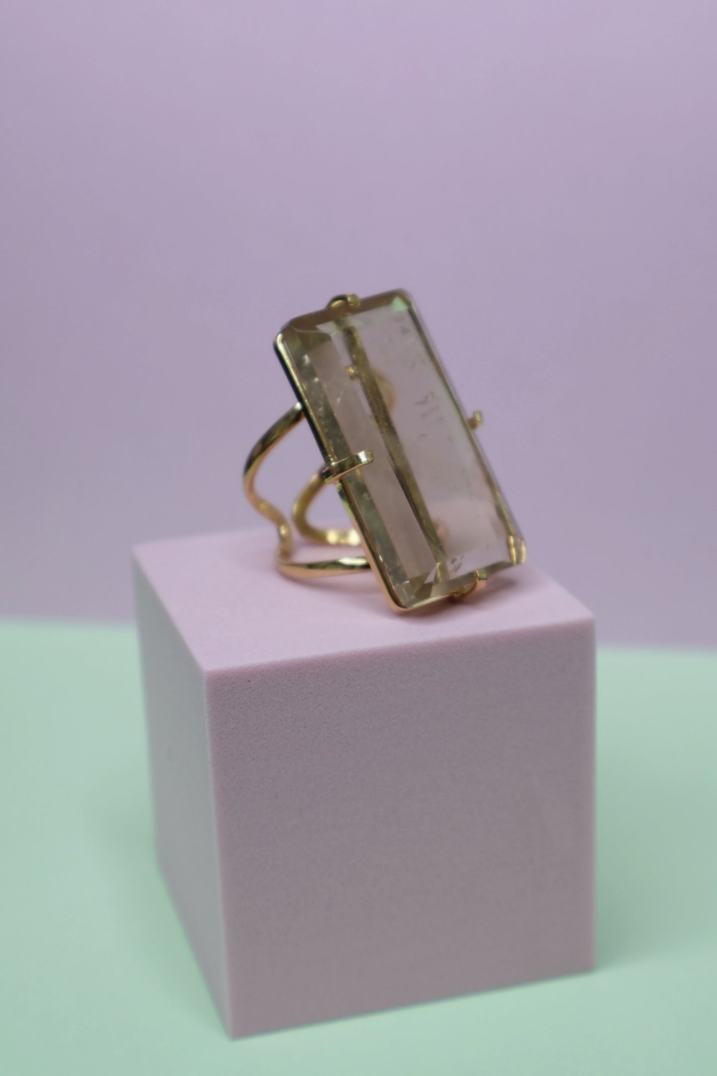 Rectangular Citrine Arc Rings