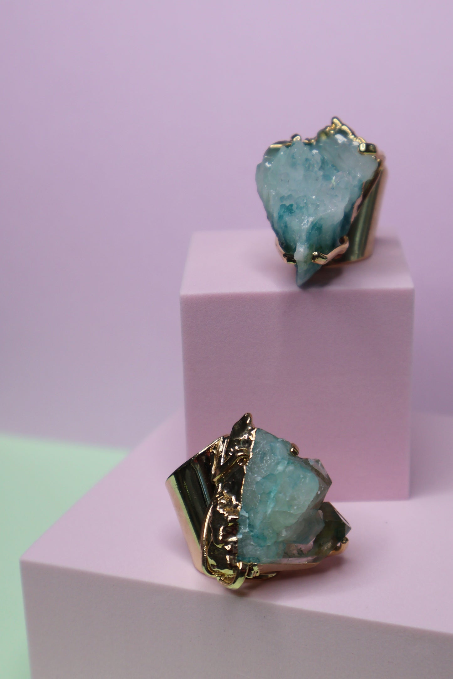 Blue Crystal Cuff Rings