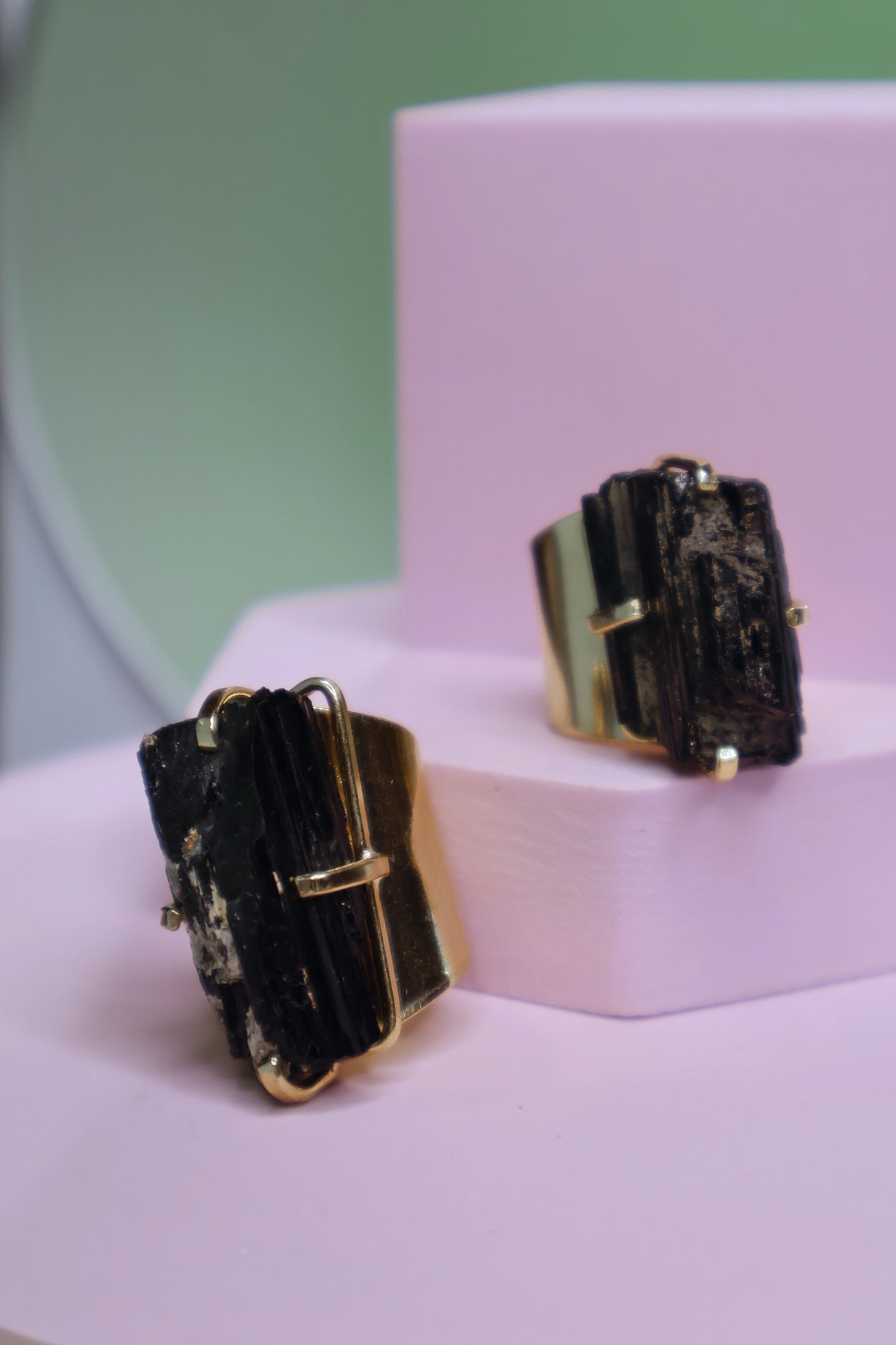 Black Tourmaline Cuff Rings