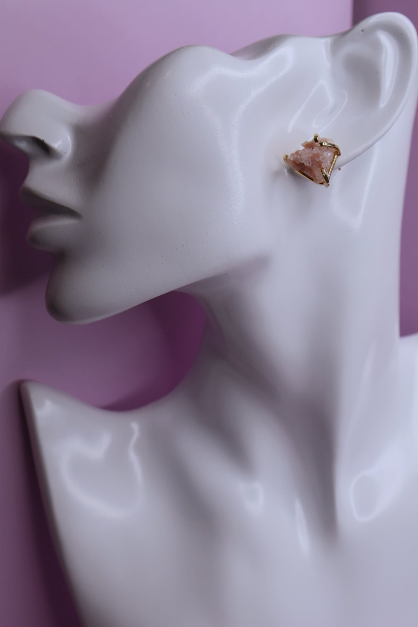 Pink Amethyst Claw Studs Earrings