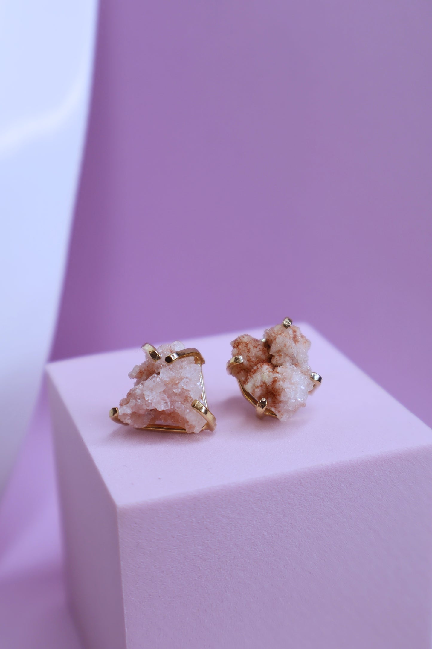 Pink Amethyst Claw Studs Earrings