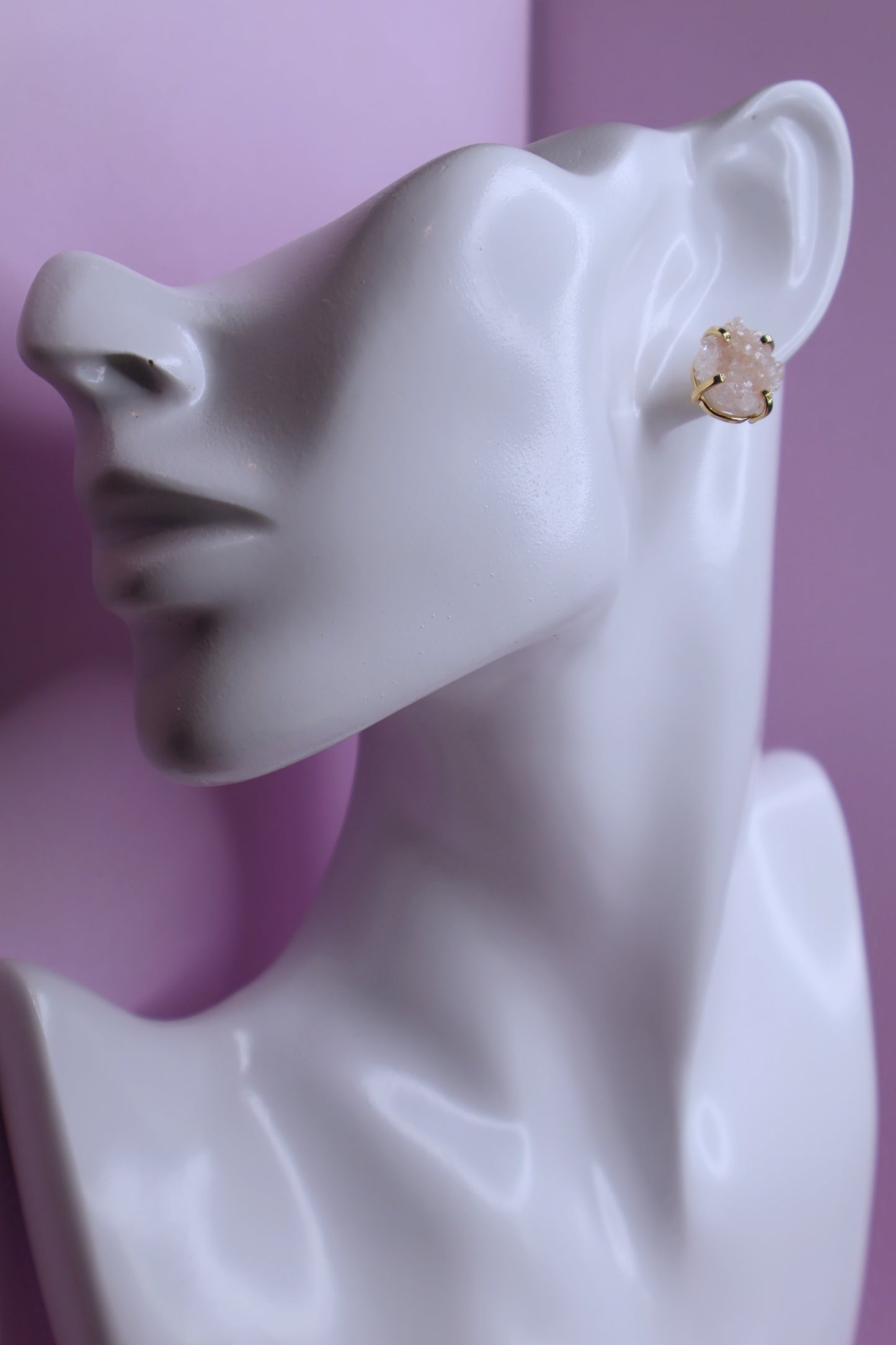 Pink Amethyst Claw Studs Earrings