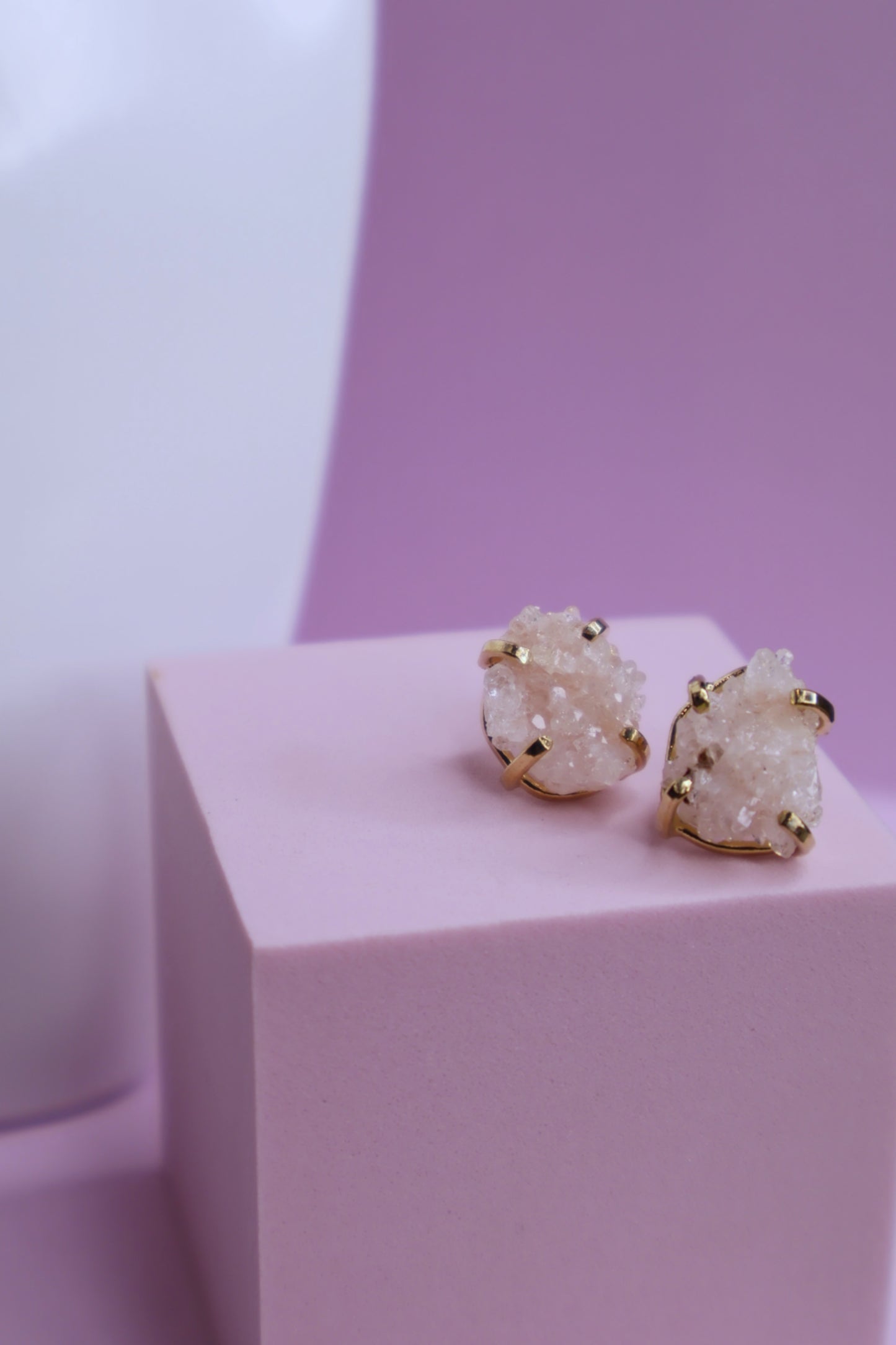 Pink Amethyst Claw Studs Earrings