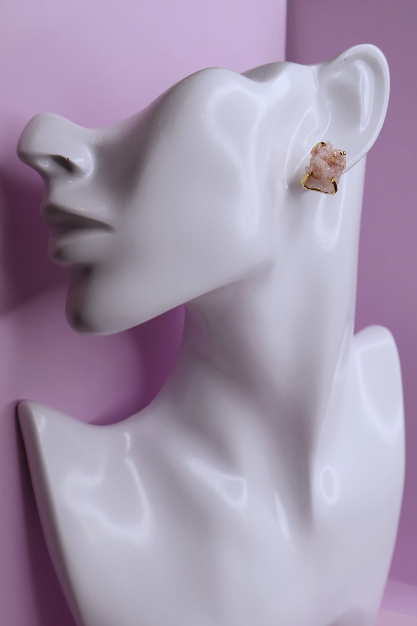 Pink Amethyst Claw Studs Earrings