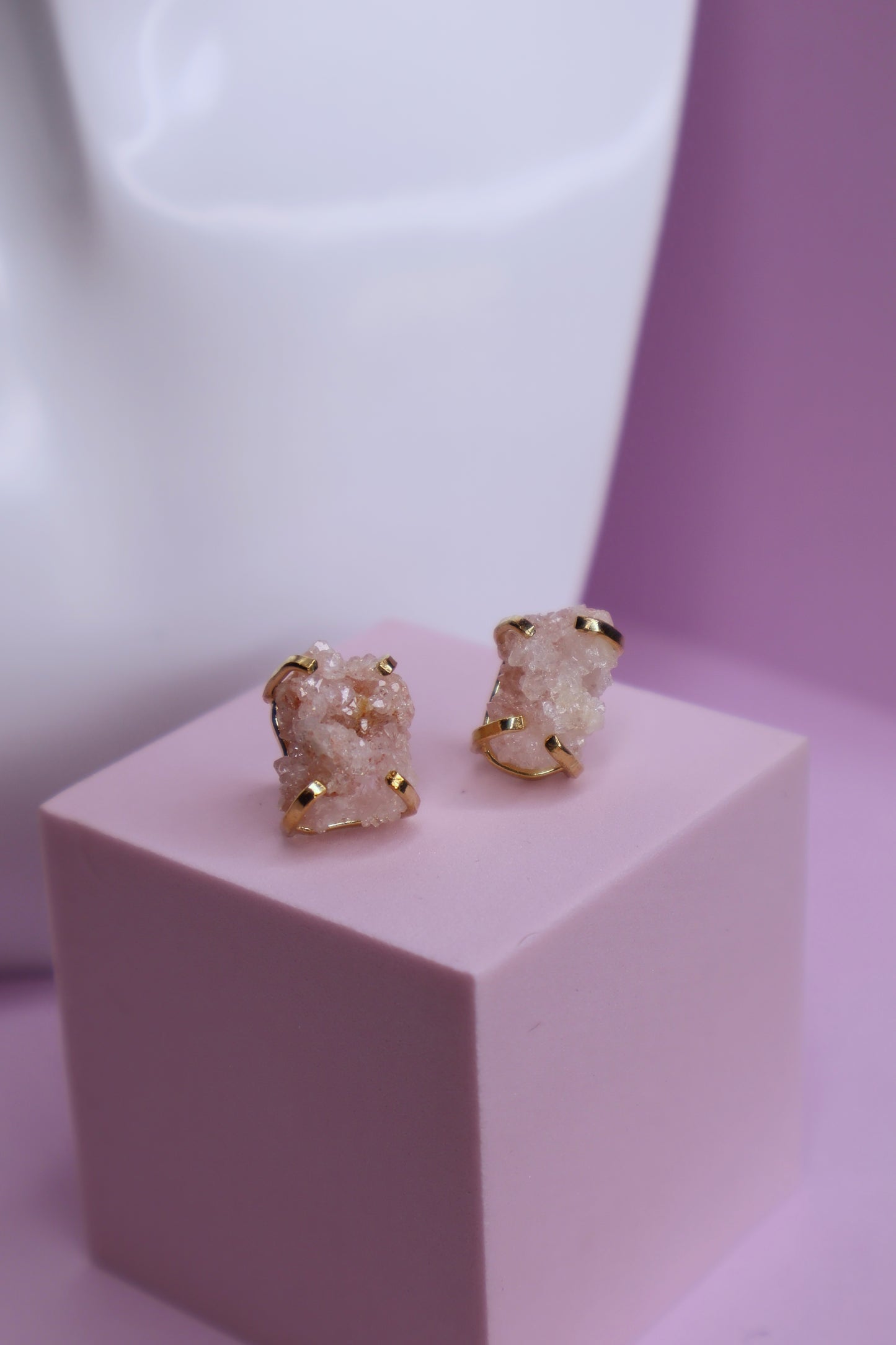 Pink Amethyst Claw Studs Earrings