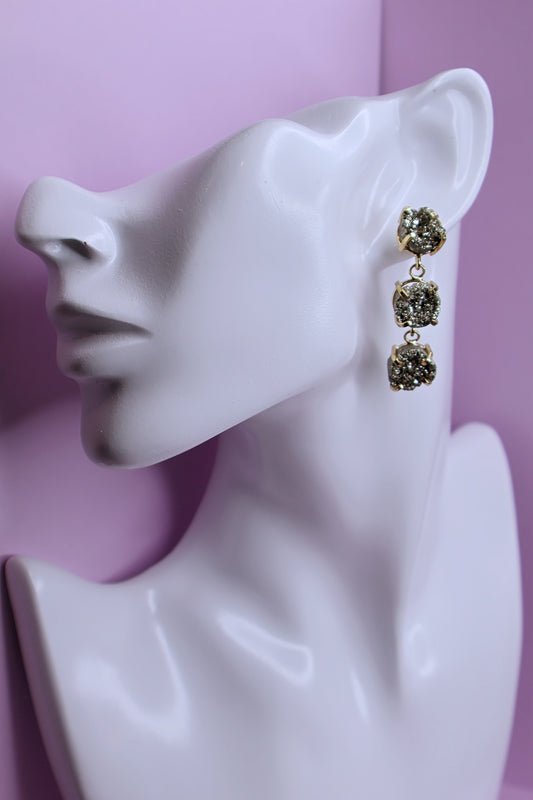 Pyrite Triple Earrings